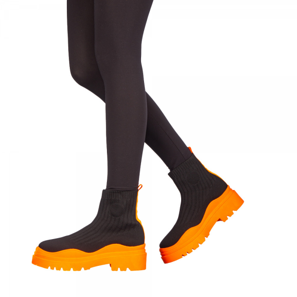 Pantofi sport dama Triza negre cu portocaliu, 4 - Kalapod.net
